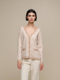 Cardigan in maglia a spina di pesce con bottoni