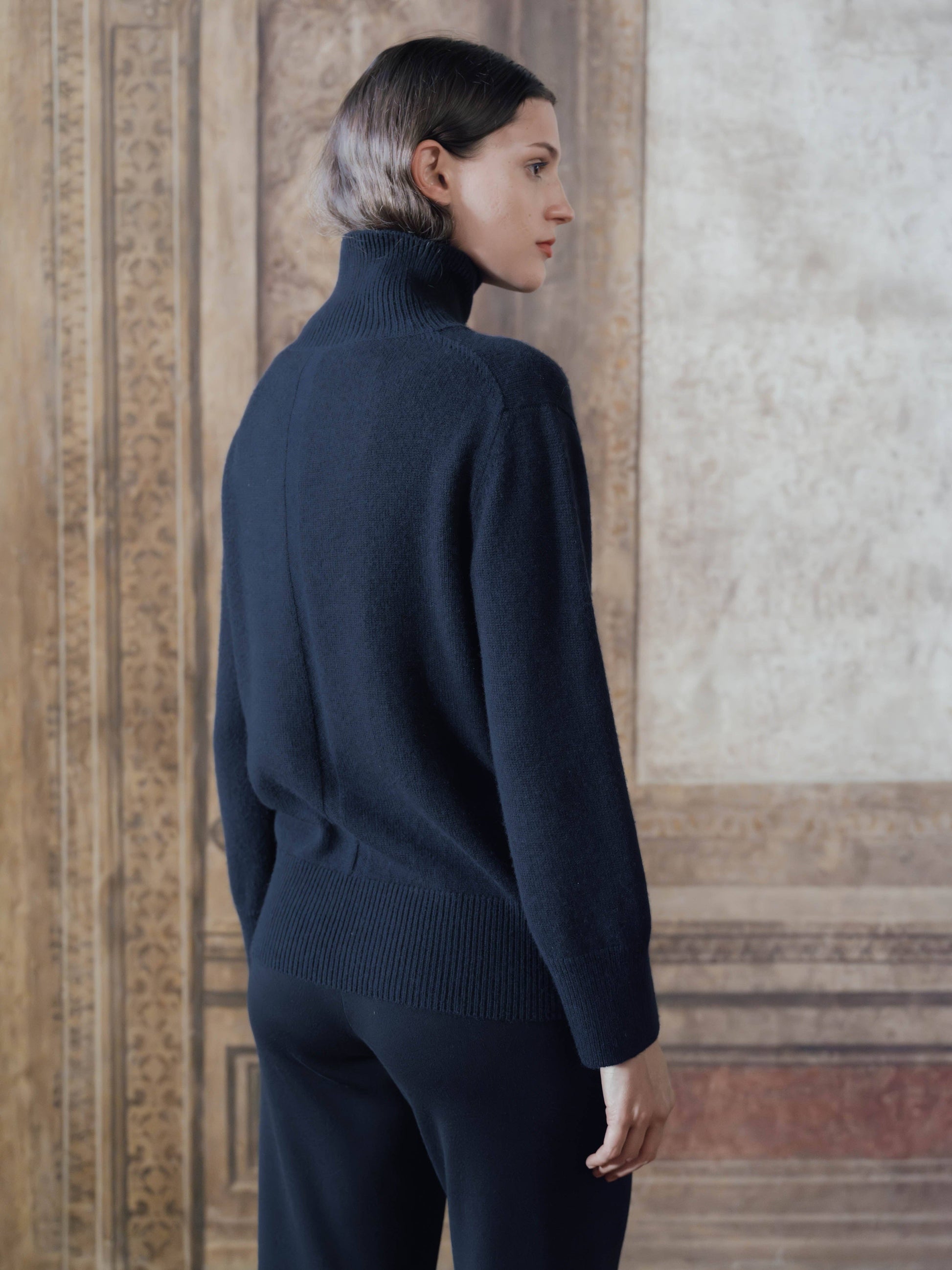 Maxi maglione a collo alto in puro cashmere