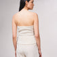 Top bustier stile gilet con bottoni frontali