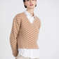 Maglione jacquard con scollo a V in lana e cashmere