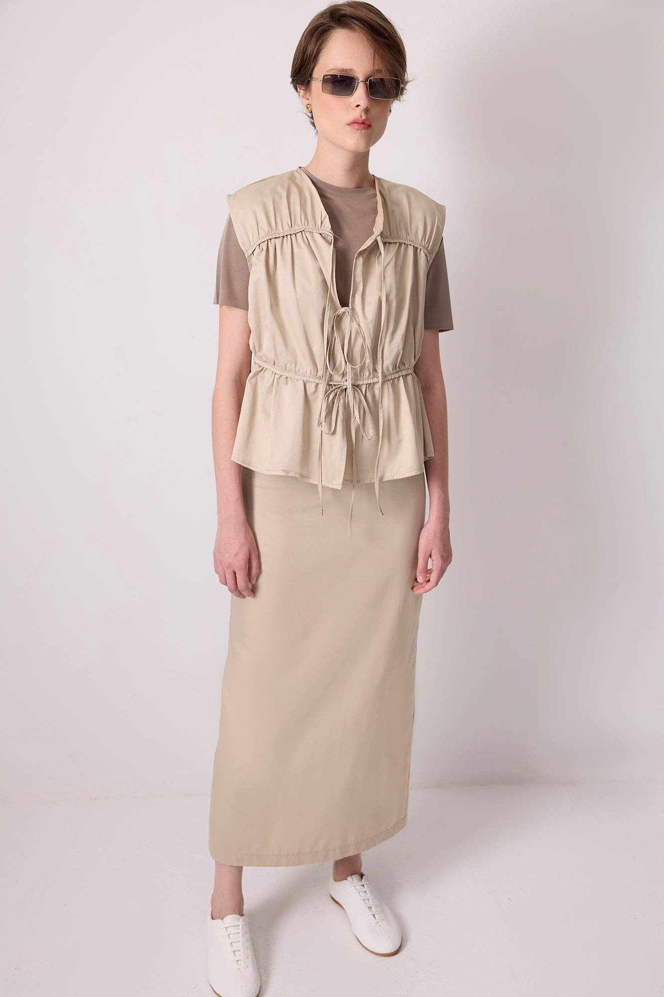 Gilet arricciato con coulisse