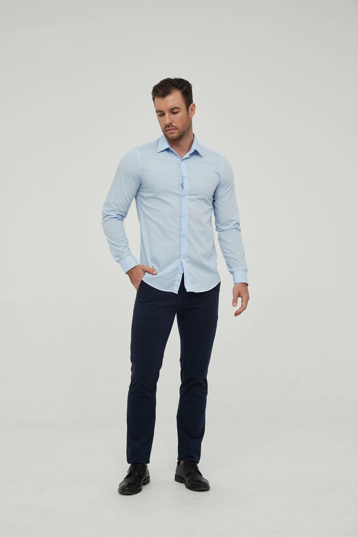 Camicia slim fit azzurro cielo