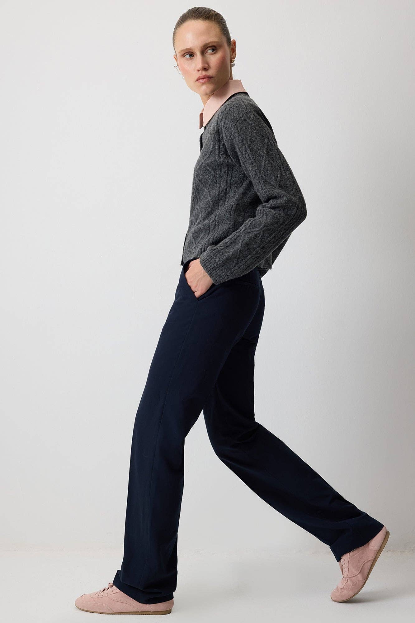 Cardigan in maglia a trecce antracite