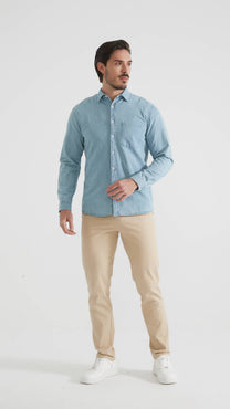 Camicia dritta in denim azzurro cielo