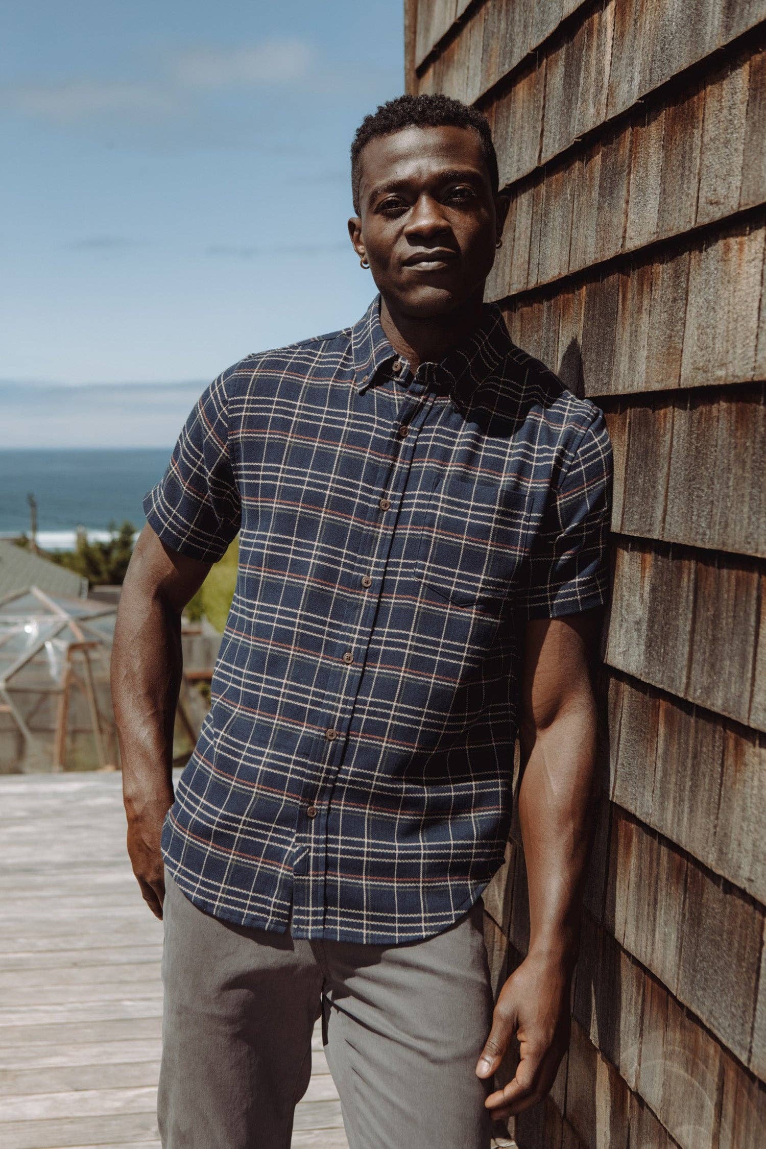 Camicia slim a quadri spigati Jordan crepuscolo