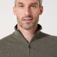 Maglione in lana merino con zip kaki Prudent