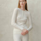 Maglione a costine in lana merino extra fine con bottoni