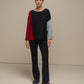 Maglia donna color block con bottoni ai polsi