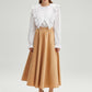 Gonna midi plissettata in raso beige