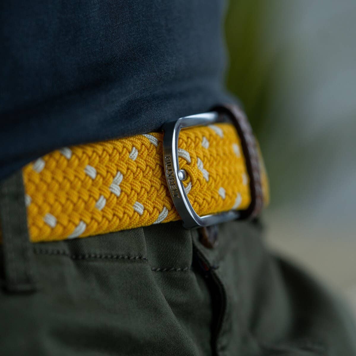 Cintura elastica intrecciata Izamal giallo e bianco
