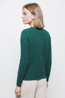 Maglione in Lana a Trecce con Scollo a V