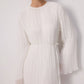 Abito lungo elegante in chiffon plissettato con maniche fluide