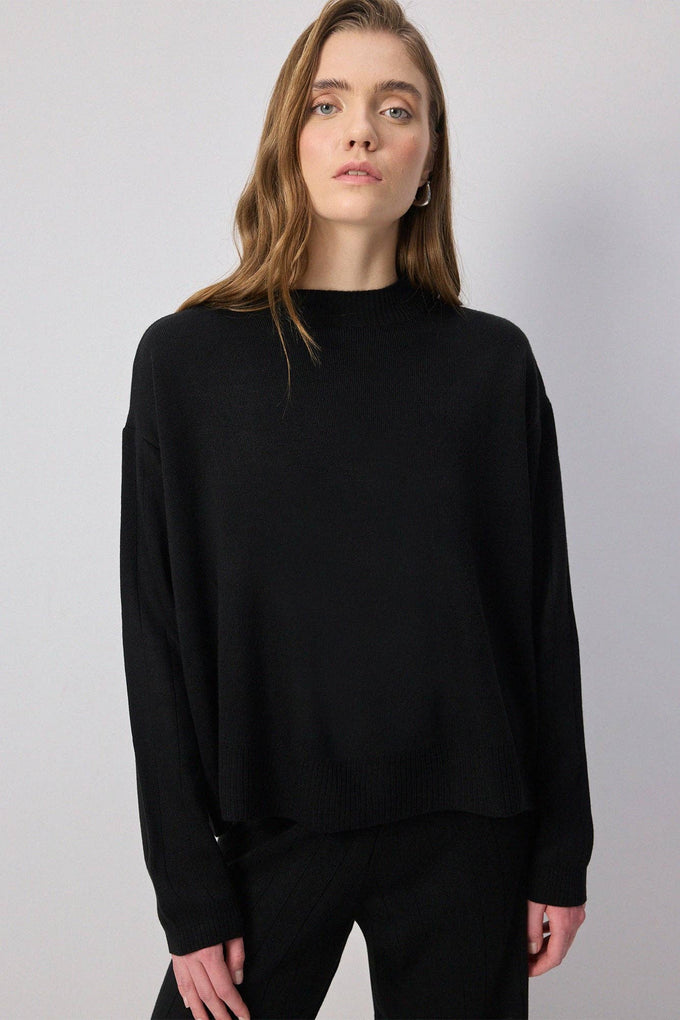 Set maglia e pantaloni in maglia a costine nero
