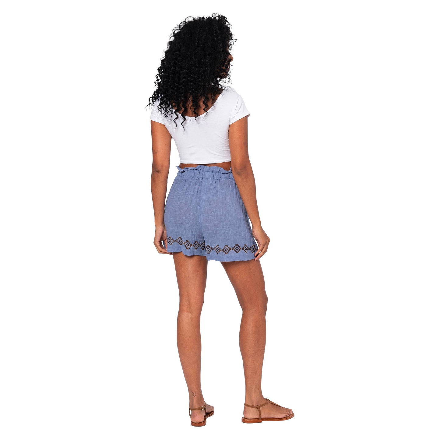Pantaloncini estivi boho in cotone con coulisse