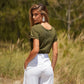 T-shirt in cotone con nastro ricamato