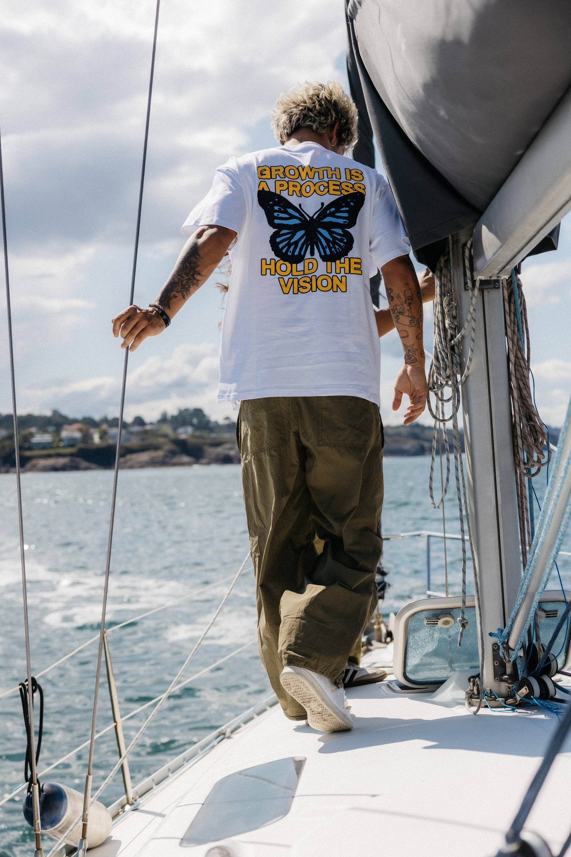 T-shirt bianca oversize Butterfly in cotone biologico