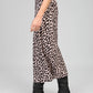 Gonna lunga animalier beige con bottoni dorati