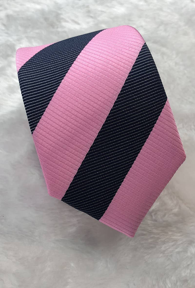 Cravatta a righe rosa e blu navy