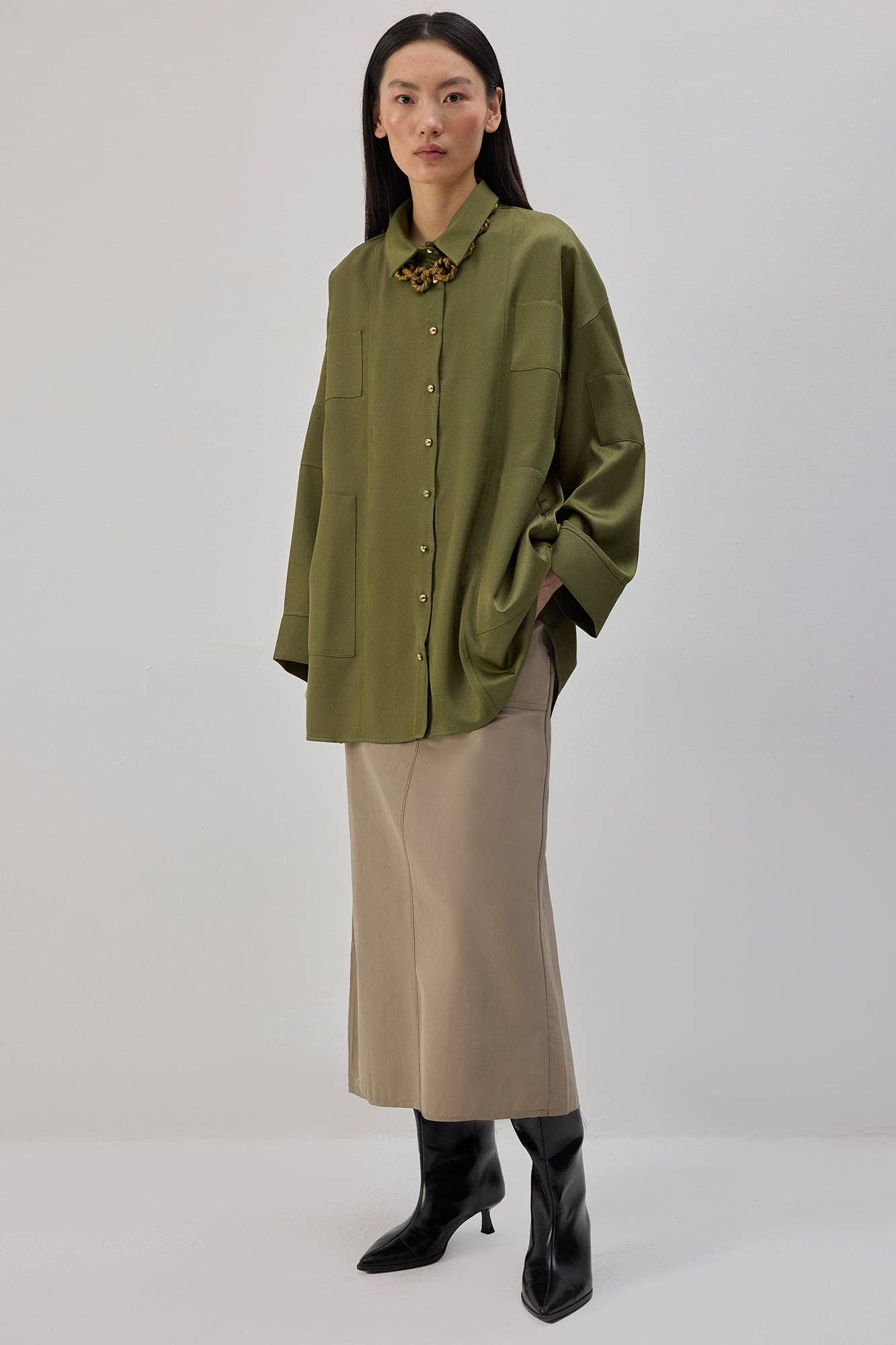 Camicia oversize in raso