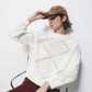 Maglione in Maglia Strutturata Traforata Girocollo