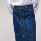 Gonna midi in denim con bottoni frontali