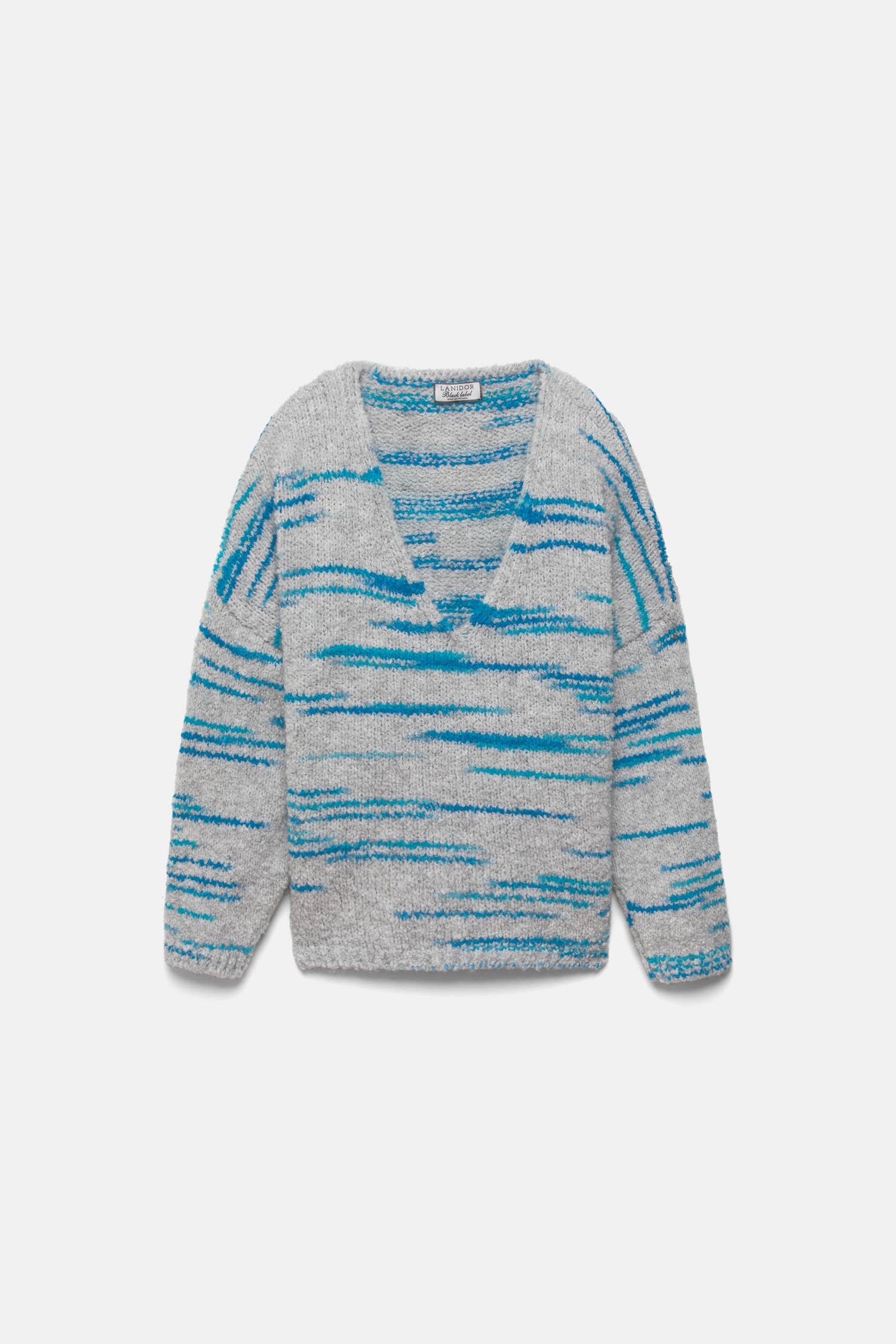 Maglione in maglia a righe con scollo a V