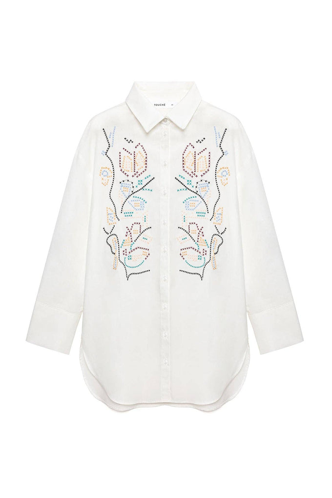 Camicia in popeline ricamato