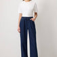 Pantaloni denim wide leg con vita elasticizzata