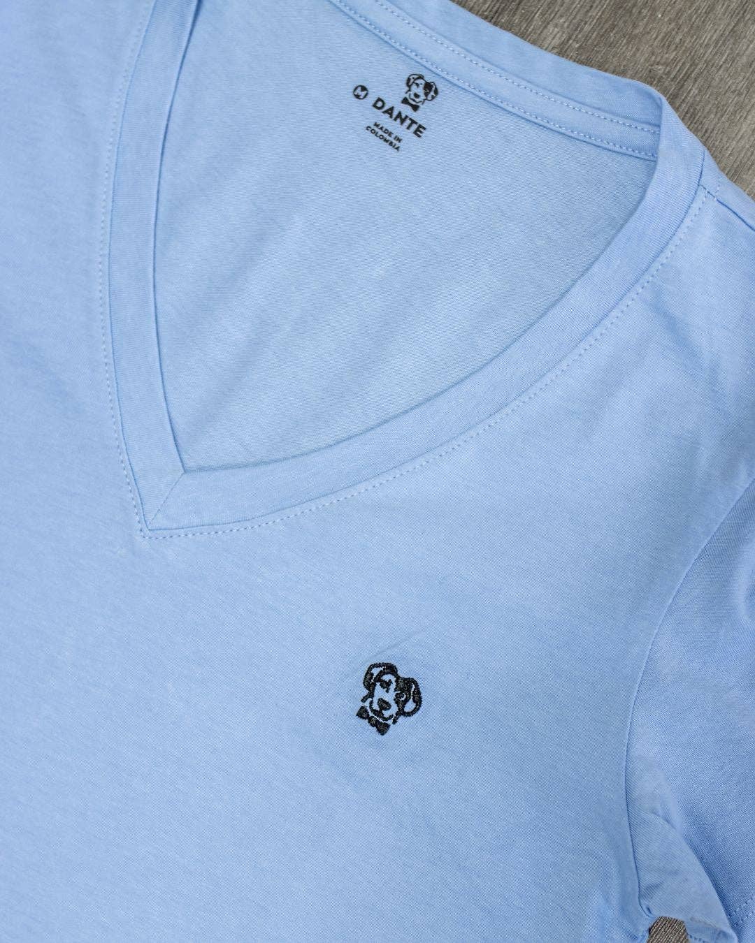 T-shirt donna antimacchia Blue Sky in cotone con scollo a V