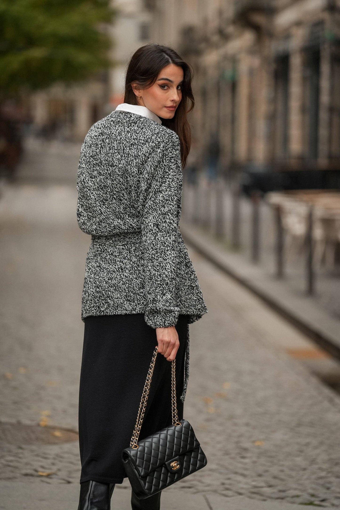 Cappotto in maglia con cintura