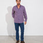 Camicia a quadri in cotone blu da uomo