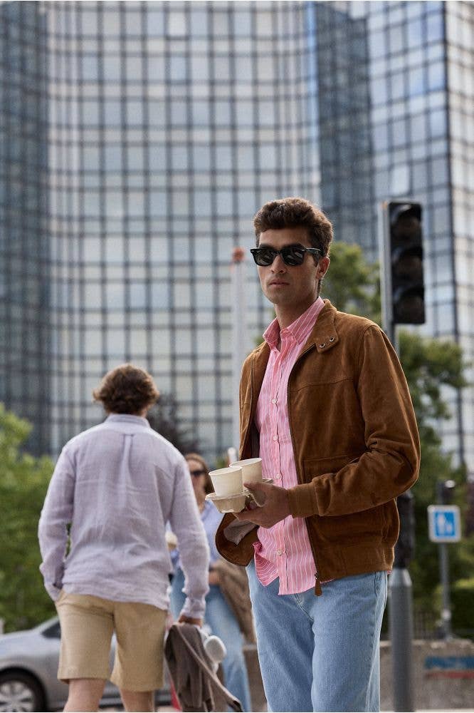 Camicia a righe rosa Five slim fit con dettagli ricamati