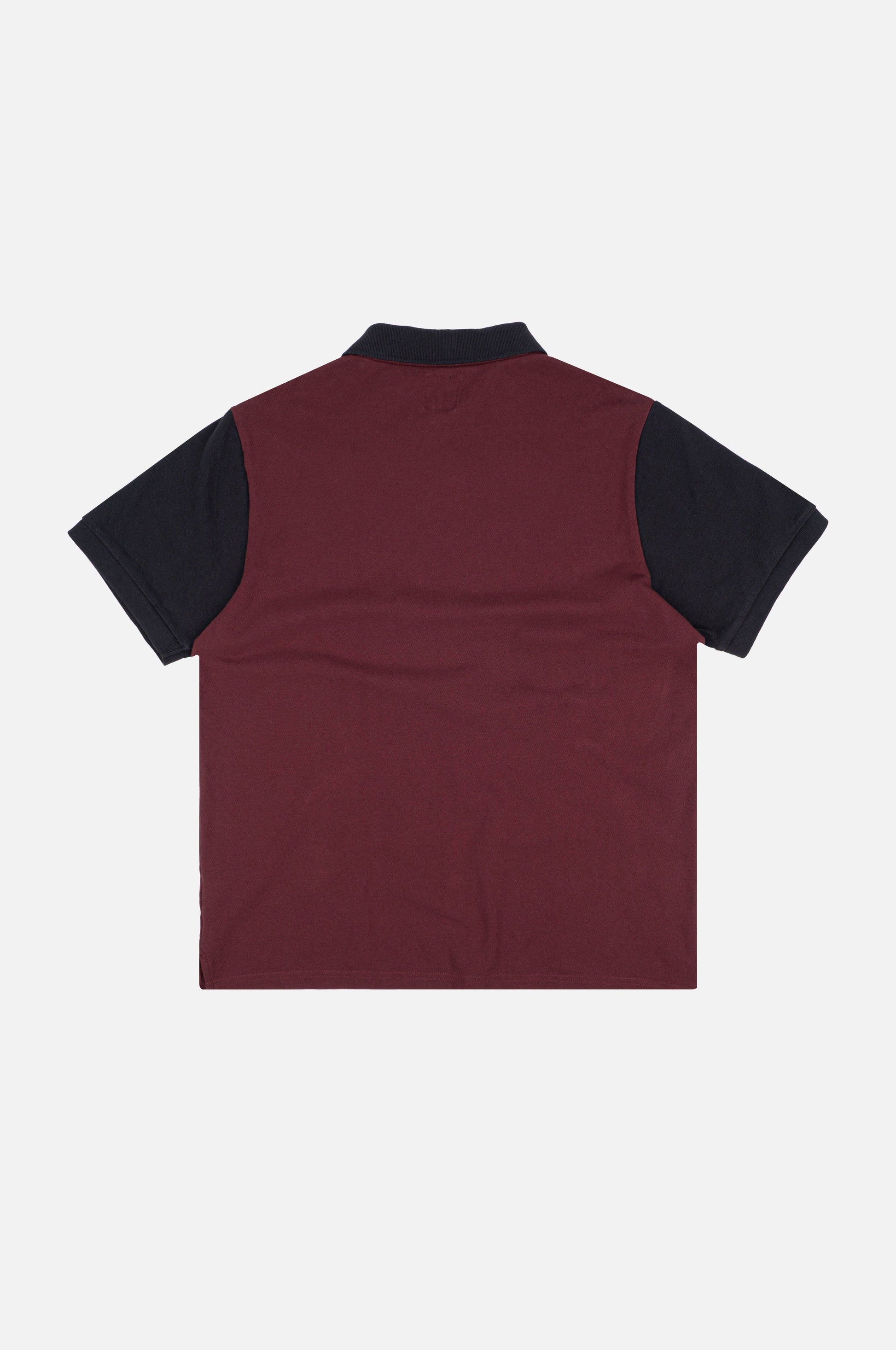 Polo color block in cotone biologico bordeaux