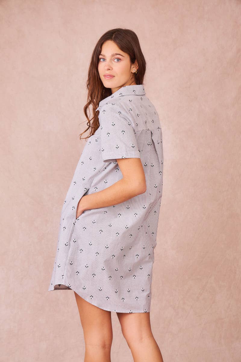 Erica abito camicia ricamato in cotone