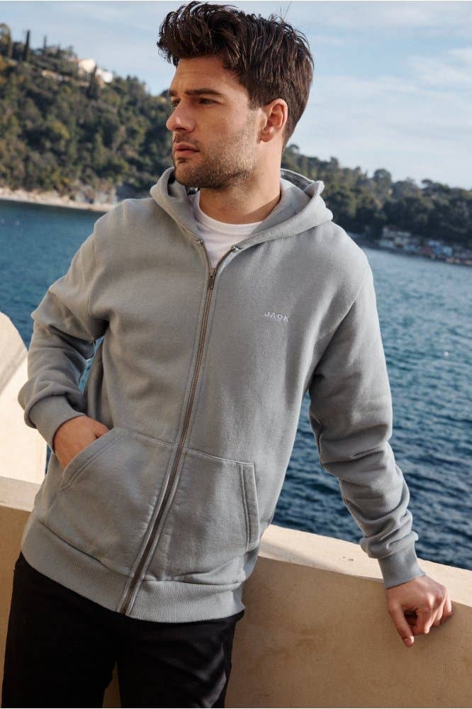 Felpa con cappuccio con zip Tao blu ghiaccio