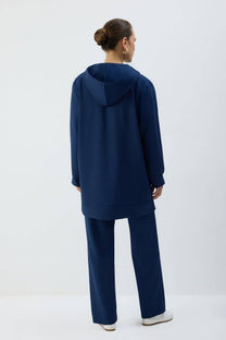 Giacca lunga con cappuccio e zip