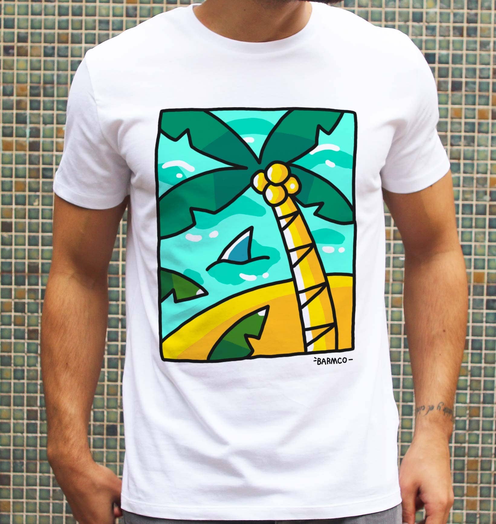 T-shirt Unisex da Spiaggia in Cotone Biologico con Grafica Estiva