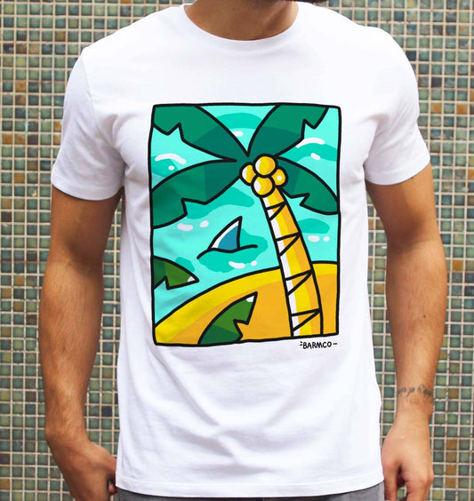T-shirt Unisex da Spiaggia in Cotone Biologico con Grafica Estiva