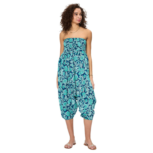 Pantaloni harem sarouel estivi 3 in 1 in cotone fantasia floreale