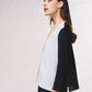Giacca in maglia color block con scollo a V