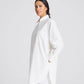 Tunica camicia oversize in popeline di cotone biologico bianco