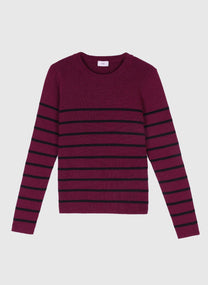 Maglione girocollo porpora a righe metallizzate LELUXIE