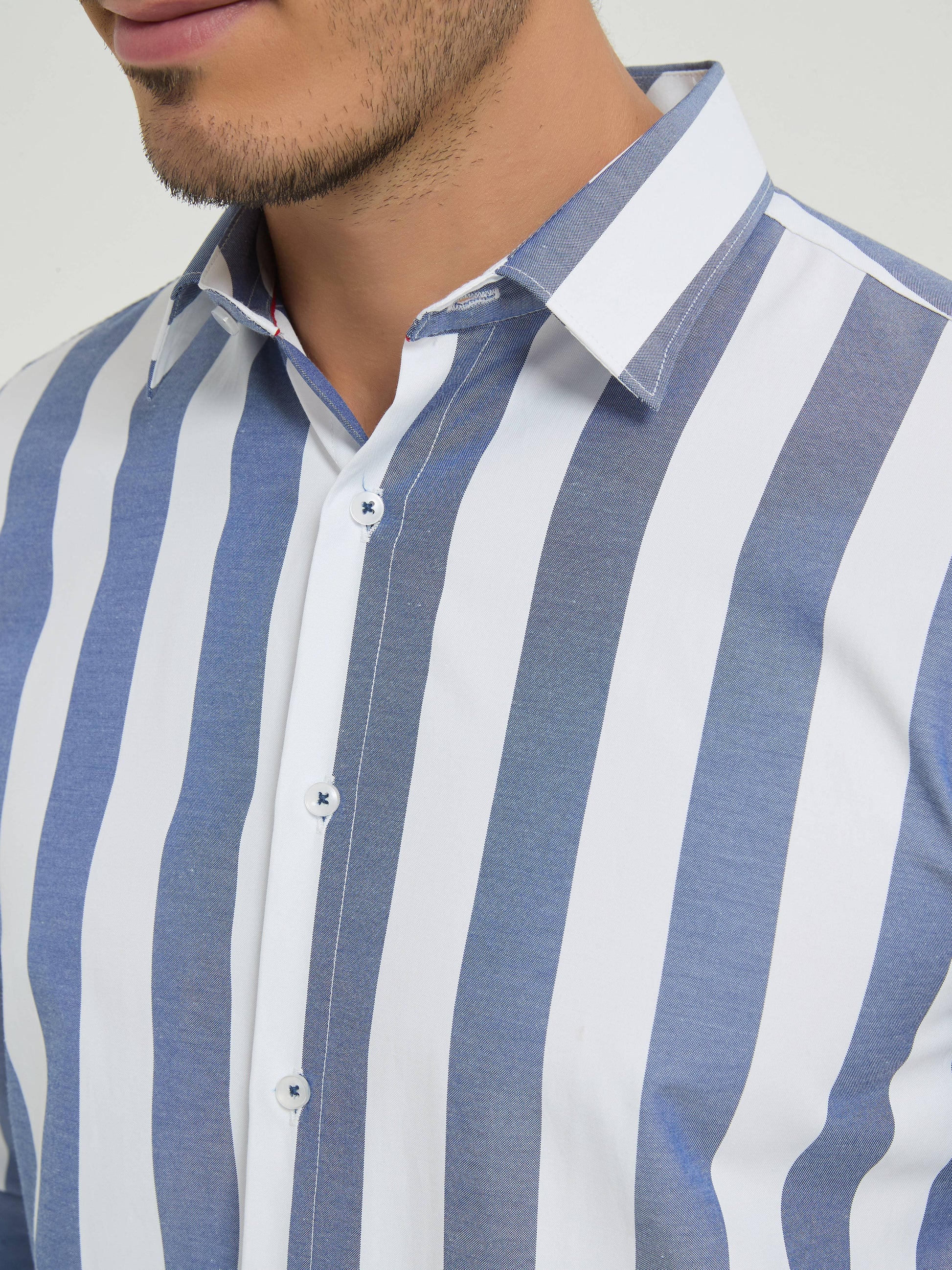 Camicia uomo a righe comfort blu