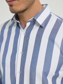 Camicia uomo a righe comfort blu