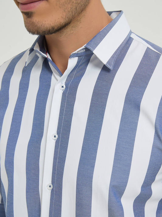 Camicia uomo a righe comfort blu