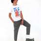 T-shirt grafica pagoda giapponese in cotone biologico
