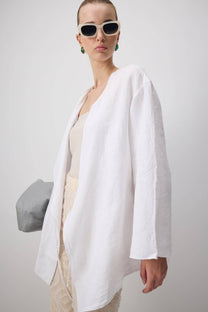 Giacca kimono in lino bianca