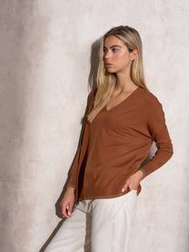 Maglione a maglia con scollo a V in viscosa con lurex