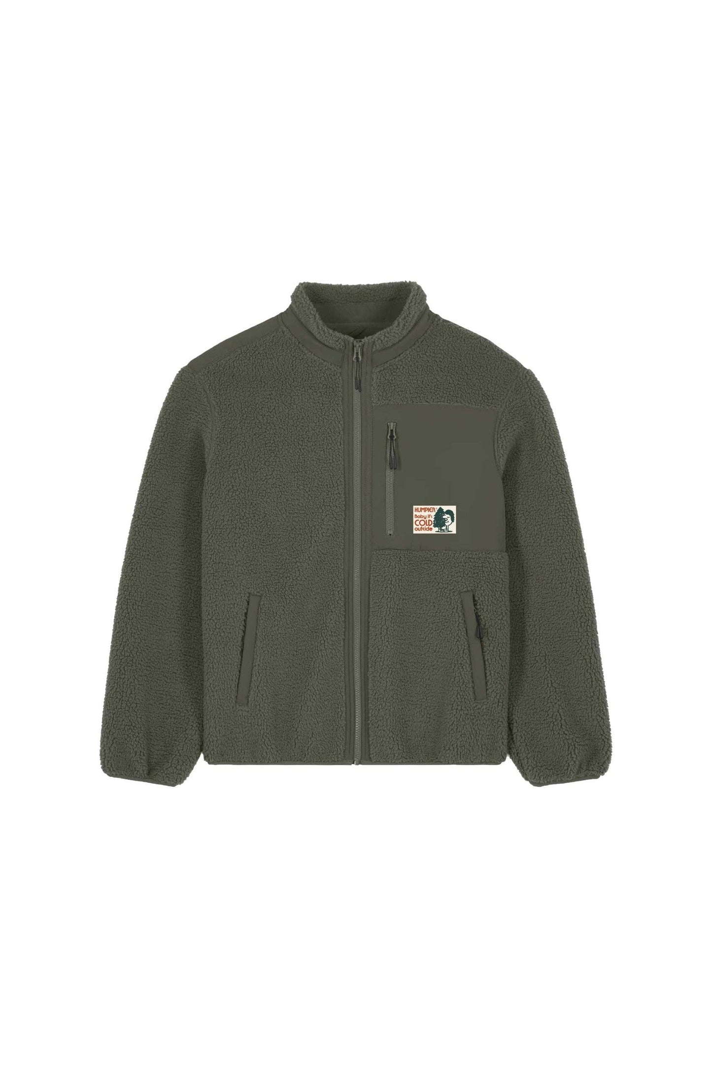 Giacca in pile sherpa khaki da sci