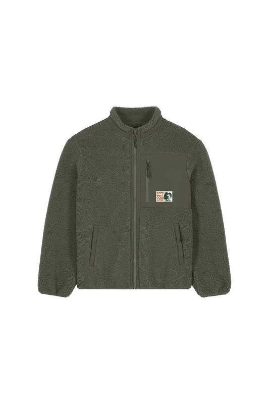 Giacca in pile sherpa khaki da sci